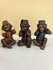 Three Vintage Monkeys 4.5” Bellhop Figures Hear-See-Speak No Evil picture