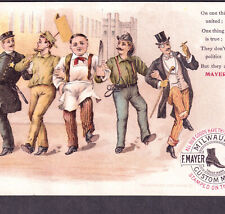 1800's Labor War & Politics Illustration Mayer Shoe Poem Comic Advertising Card picture