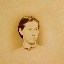 Antique Photo CDV Young Woman Mock Neck Prarie Dress, by Seely, Elmira NY c.1890 picture