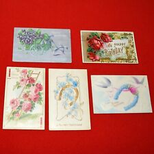 Postcard 1910s Birthday Greetings Embossed Floral Horse Shoe Antique Ephemera picture