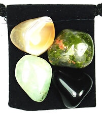 SPIRITUAL GROWTH Tumbled Crystal Healing Set = 4 Stones +Pouch +Description Card picture