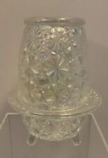 VINTAGE LE SMITH IRIDESCENT DAISY & BUTTON 3 TOE FAIRY LAMP CANDLE HOLDER picture