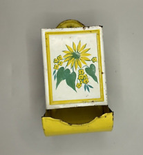 Vintage Wall Match Holder Yellow/White/Green Sunflower Distressed picture