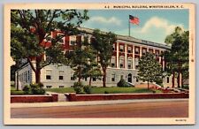 Municipal Building Winston Salem North Carolina Street View Linen VNG Postcard picture