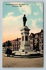Baltimore MD-Maryland, Watson Monument, Mt Royal Avenue Vintage Postcard picture