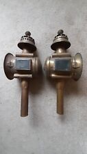 PAIR OF ANTIQUE BRASS COACHING LAMPS picture