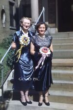 #SM20- a Vintage 35mm Slide Photo- 2 Women With Flowers -Red Kodachrome - 1947 picture