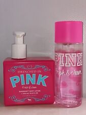 PINK Victoria's Secret Drenched In Pink Fresh & Clean NEW 16.9oz Lotion and Mist picture