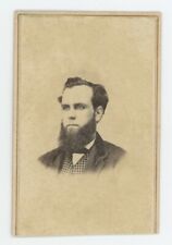 Antique CDV Circa 1860s Stern Looking Man With Chin Beard in Suit Boonsboro, IA picture