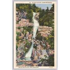Postcard Silver Cascade Crawford Notch White Mountains New Hampshire Linen VTG picture