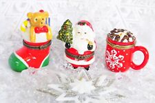 Three Ceramic Christmas Ring/Trinket Box picture