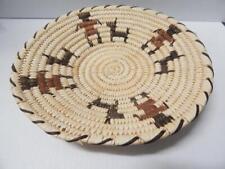 VINTAGE PAPAGO INDIAN  BASKET TRAY PICTORIAL  + MINT -ORIG TAG by DELPHINE CHANO picture