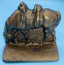 OLD VINTAGE CAST IRON WESTERN HORSE SINGLE BOOKEND METAL STALLION DOORSTOP picture