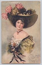 Postcard Artist Signed Gottaro Girl In Big Hat & Flowers The Summer Girl 1909 picture