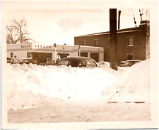 Snow Piles at Wood's Texaco Gas Station Somewhere in Ohio 1940s Vintage Photo picture