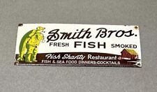 VINTAGE 12” SMITH BROTHERS GUN FISH BOAT PORCELAIN SIGN CAR GAS OIL TRUCK picture