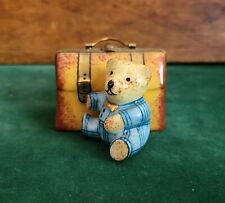 Vintage Bear & Suitcase Trinket Box Peint Main Limoges France 1 1/2