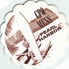 Vintage CPO Mess Pearl Harbor Drink Paper Coaster Surfer Surf Board Hawaii picture