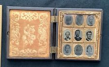 Antique Daguerreotype Gutta Percha Case With 9 Gem Size Tintypes , Very Rare  picture