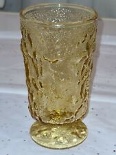Vintage '70's Amber Textured Pedestal Drinking Glass Juice 4 1/4