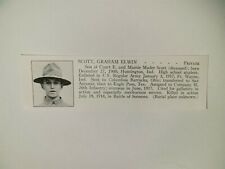 Graham Scott Huntington Indiana Eagle Pass Texas 1921 WW1 Hero Panel picture