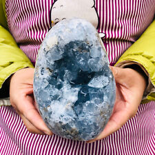 3.96LB Natural Blue Celestite Crystal Geode Cave Mineral Specimen Reiki Decor picture
