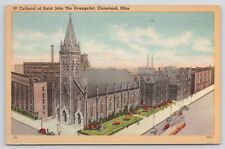 Cleveland Ohio Cathedral at St John The Evangelist Linen Postcard picture