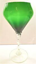 Vintage Tall 13 In Hand Blown Green Art Glass Home Decorative 40 oz Wine Glass picture