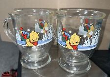 Pair Of Disney Winnie The Pooh Anchor Hocking BOTHER FREE Glass Coffee Mug picture