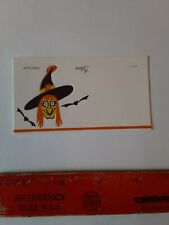 Vintage Halloween Cardstock Witch Bats Place Name Card Gibson unused ss picture