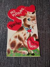 Vintage Valentine Card No Kidding Teacher Hearts Cow Vintage picture