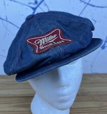 Rare Vintage Miller High Life Beer Blue Denim Cabbie Newsboy Snapback Hat Cap picture