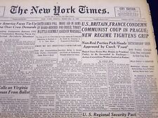 1948 FEB 27 NEW YORK TIMES NEWSPAPER U. S BRITAIN FRANCE CONDEMN COMMUNIST- NT57 picture