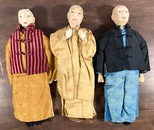 Lot of 3 CHINESE MEN Composition & Cloth DOLLS 10