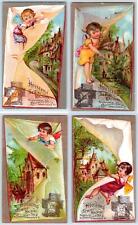 1880's LOT/4 HOUSEHOLD SEWING MACHINE CO TROMPE L'OEIL VICTORIAN TRADE CARDS picture
