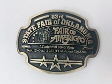 Vintage 83rd Oklahoma State Fair Belt Buckle Brass 1989 Fair Of America picture