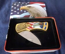 United We Stand American Bald Eagle Folding Knife In Collectors Tin picture
