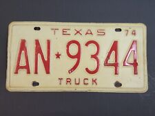 Vintage 1974 Texas Truck License Plate (AN-9344) Expired Red Letters picture