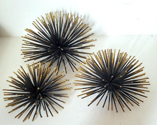 MCM Style Metal Atomic Starburst Sea Urchins Wall or Table Decor Set of 3 picture