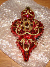 2x Dept. 56, MAGNOLIA GARDEN Red & Gold Jeweled Finial Ornament (6005161) picture