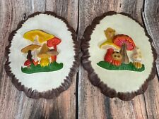 Vintage Hand Painted 3D Mushroom Plaster Ceramic Wall Hang Decor MCM picture