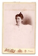 C. 1890s CABINET CARD MILLER  GORGEOUS YOUNG LADY IN WHITE DRESS ST. PAUL MINN. picture