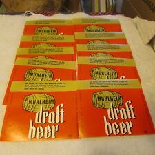 NOS Lot of 10 Muhlheim Draft Beer Quart bottle labels Reading Pa picture