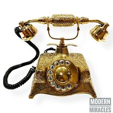 Telephone with Wired Home & Office Antique Design Brass Rotary Dial Decorative picture