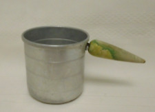 ANTIQUE VINTAGE TIN MEASURING CUP GREEN HANDLE picture