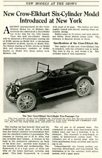 1917 Original New Crow-Elkhart Six Article. 5-Passenger De Luxe Touring Model picture