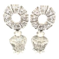 Set of 2 Vintage Imperial Glass Clear Perfume Bottle Stopper Starburst Pattern picture