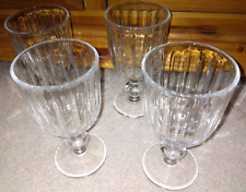VINTAGE CRYSTAL CLEAR GOBLETS STEMWARE 80s90s? RIBBED WATER WINE ICE TEA 70s? picture