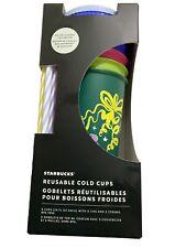 Starbucks All Year Reusable Cold Cups 5 Pack Color Changing w/ Lids and Straws picture