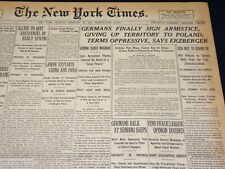 1919 FEBRUARY 18 NEW YORK TIMES - GERMANY FINALLY SIGNS ARMISTICE - NT 7977 picture
